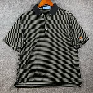 Fairway & Greene Pureformance Polo Shirt Men's Medium Black/Green Striped